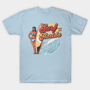 Surf Florida // Vintage Surfer Babe // Retro Surfing T-Shirt